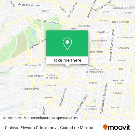 Mapa de Ciclovia Elevada Cdmx, movi.