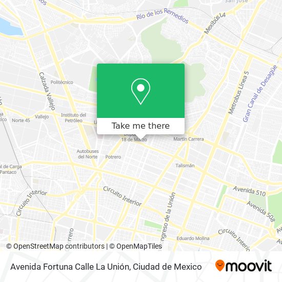 Avenida Fortuna Calle La Unión map