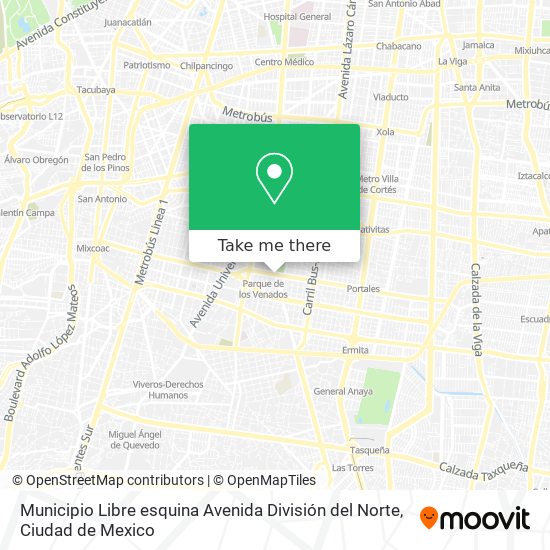 Municipio Libre esquina Avenida División del Norte map