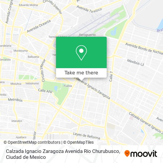 Calzada Ignacio Zaragoza Avenida Río Churubusco map