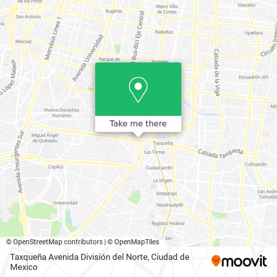 Taxqueña Avenida División del Norte map