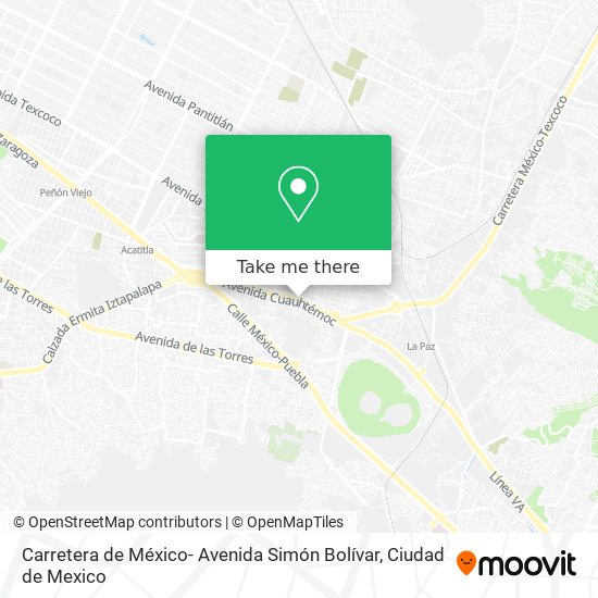 Carretera de México- Avenida Simón Bolívar map