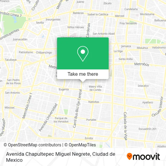Avenida Chapultepec Miguel Negrete map