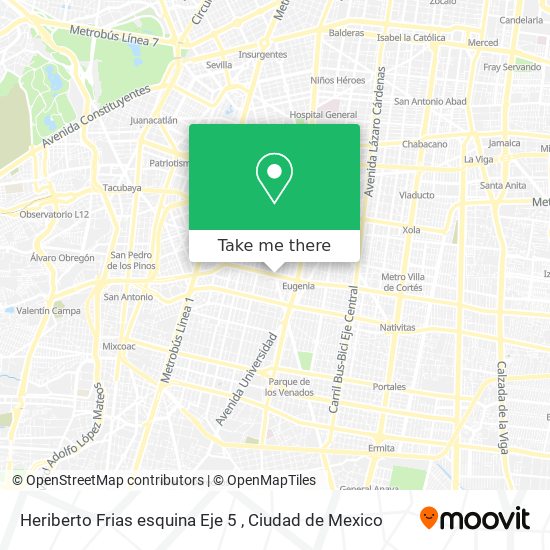 Heriberto Frias esquina Eje 5 map