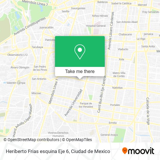 Heriberto Frias esquina Eje 6 map
