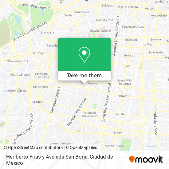 Mapa de Heriberto Frias y Avenida San Borja