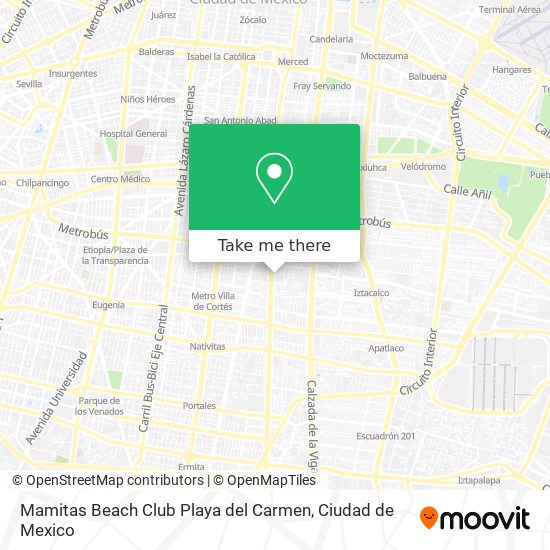 Mapa de Mamitas Beach Club Playa del Carmen