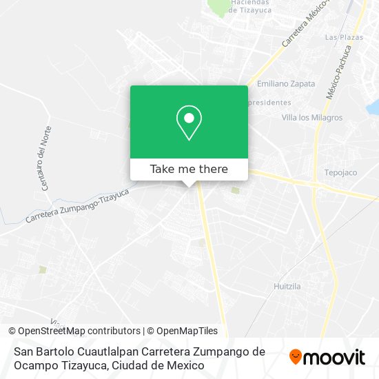 San Bartolo Cuautlalpan Carretera Zumpango de Ocampo Tizayuca map