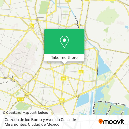 Mapa de Calzada de las Bomb y Avenida Canal de Miramontes