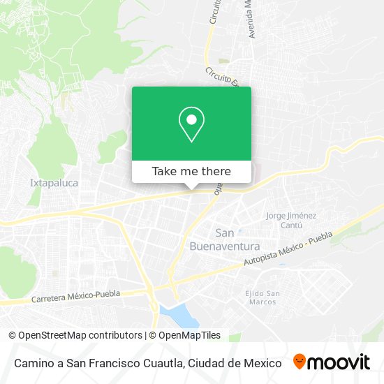 Camino a San Francisco Cuautla map