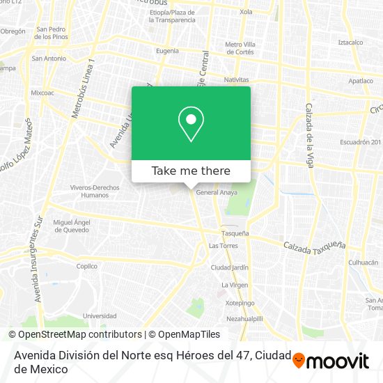 Avenida División del Norte esq Héroes del 47 map