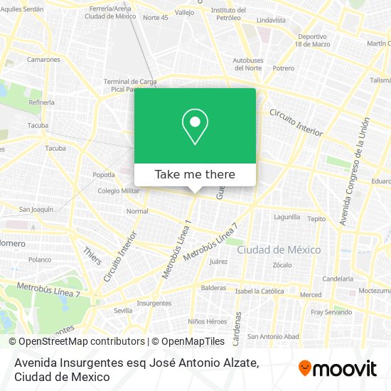 Avenida Insurgentes esq José Antonio Alzate map
