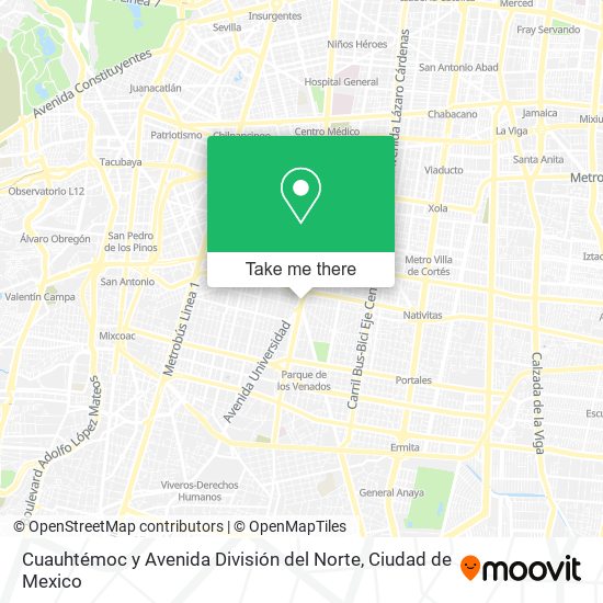 Cuauhtémoc y Avenida División del Norte map