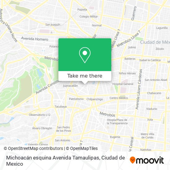 Michoacán esquina Avenida Tamaulipas map