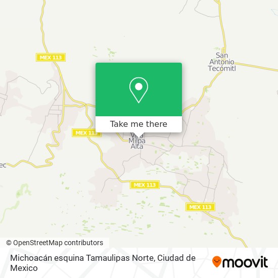 Michoacán esquina Tamaulipas Norte map