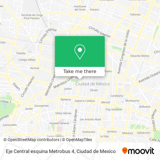 Eje Central esquina Metrobus 4 map
