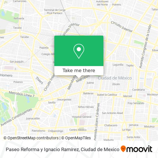 Mapa de Paseo Reforma y Ignacio Ramírez