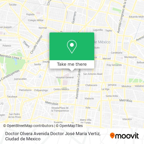 Mapa de Doctor Olvera Avenida Doctor José María Vertiz