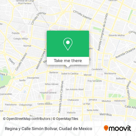 Mapa de Regina y Calle Simón Bolívar