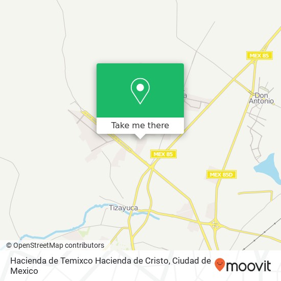 Mapa de Hacienda de Temixco Hacienda de Cristo, 43800 Tizayuca, Hidalgo