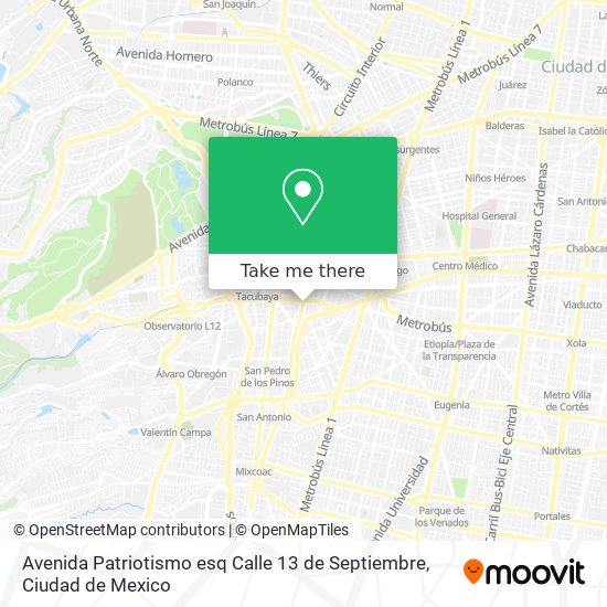 Avenida Patriotismo esq Calle 13 de Septiembre map