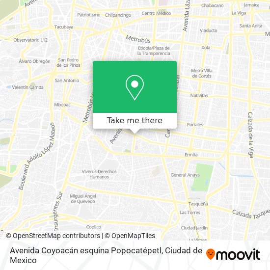 Avenida Coyoacán esquina Popocatépetl map