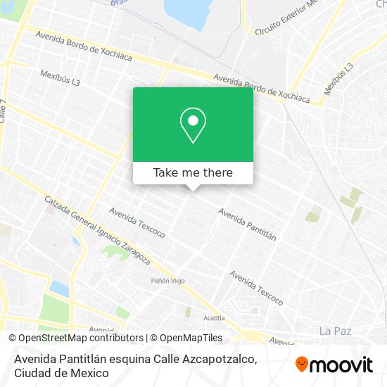 Mapa de Avenida Pantitlán esquina Calle Azcapotzalco