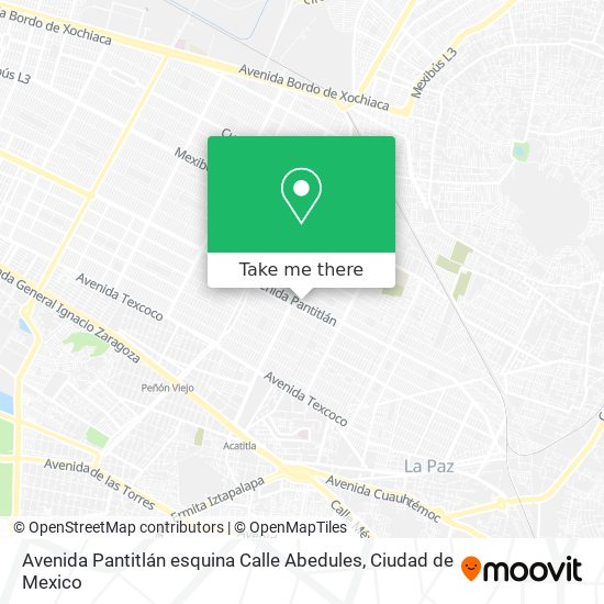 Mapa de Avenida Pantitlán esquina Calle Abedules