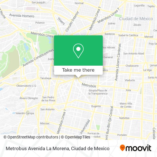 Mapa de Metrobus Avenida La Morena