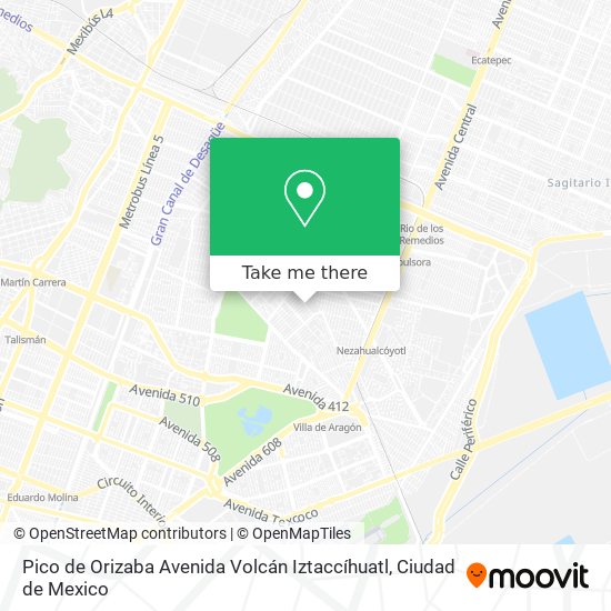 Pico de Orizaba Avenida Volcán Iztaccíhuatl map