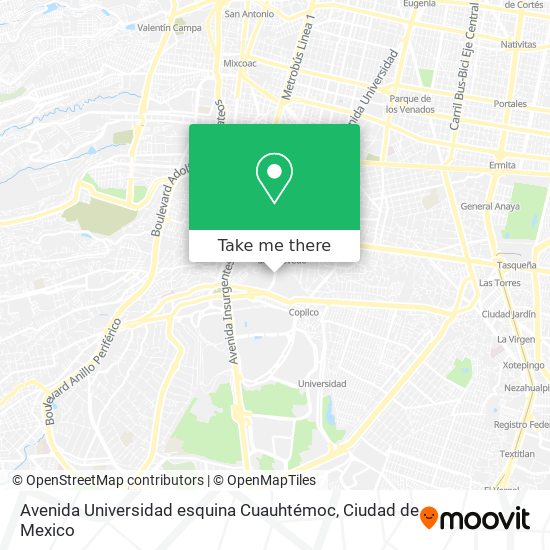 Avenida Universidad esquina Cuauhtémoc map