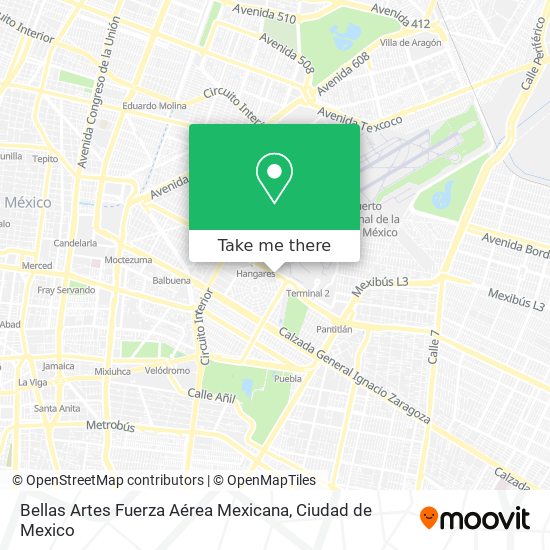 Mapa de Bellas Artes Fuerza Aérea Mexicana