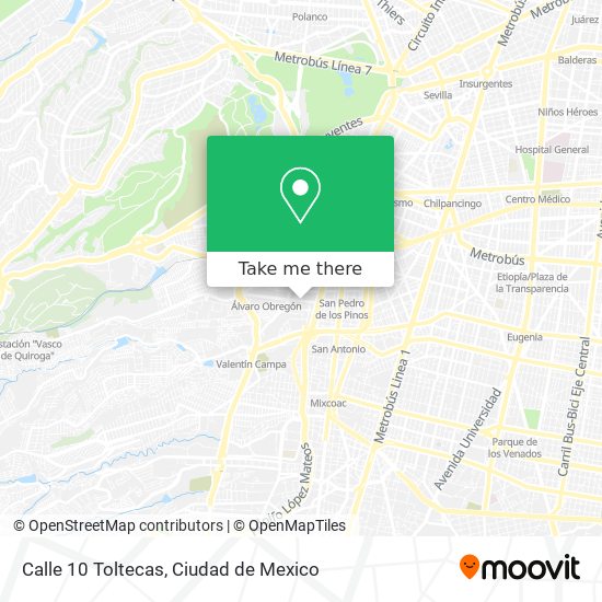 Calle 10 Toltecas map