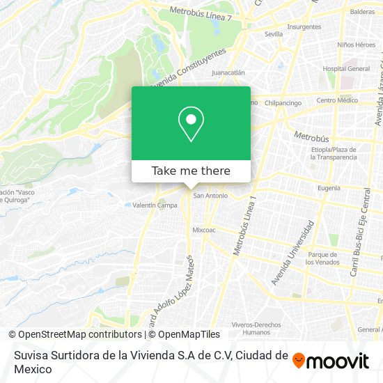 How to get to Suvisa Surtidora de la Vivienda  de  in Miguel Hidalgo  by Bus or Metro?