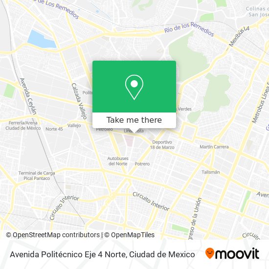 Mapa de Avenida Politécnico Eje 4 Norte