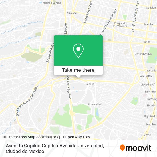 Mapa de Avenida Copilco Copilco Avenida Universidad