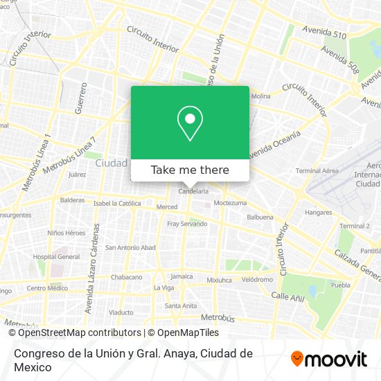 Congreso de la Unión y Gral. Anaya map