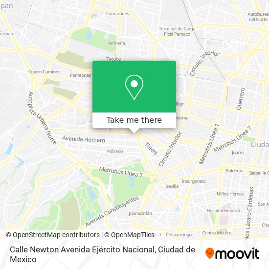 Calle Newton Avenida Ejército Nacional map