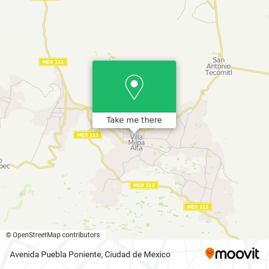 Mapa de Avenida Puebla Poniente