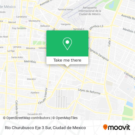 Río Churubusco Eje 3 Sur map