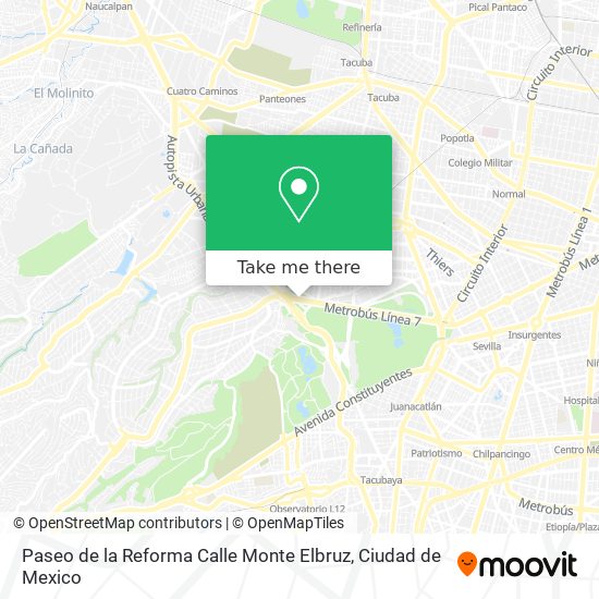 Paseo de la Reforma Calle Monte Elbruz map