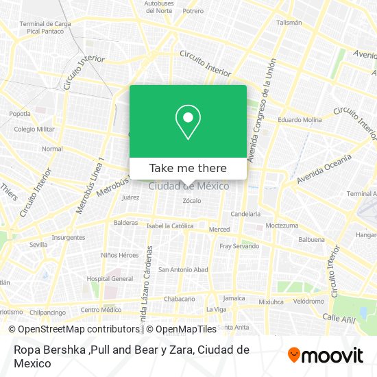 Mapa de Ropa Bershka ,Pull and Bear y Zara