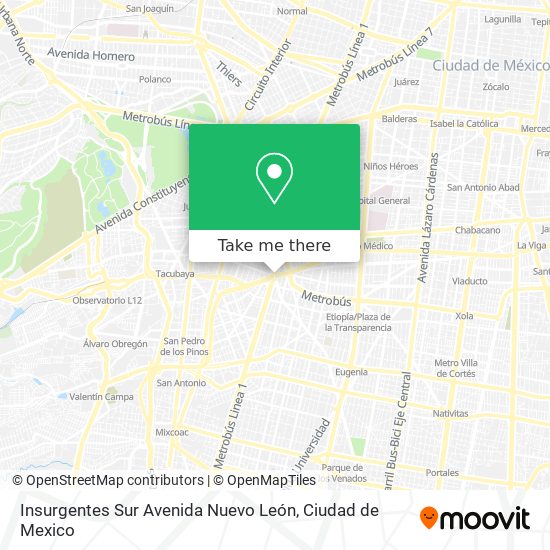 Insurgentes Sur Avenida Nuevo León map