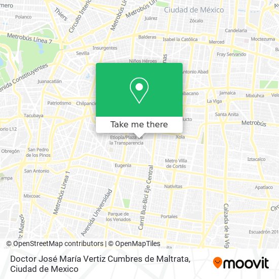 Doctor José María Vertiz Cumbres de Maltrata map