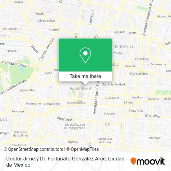 Doctor Jimé y Dr. Fortunato González Arce map