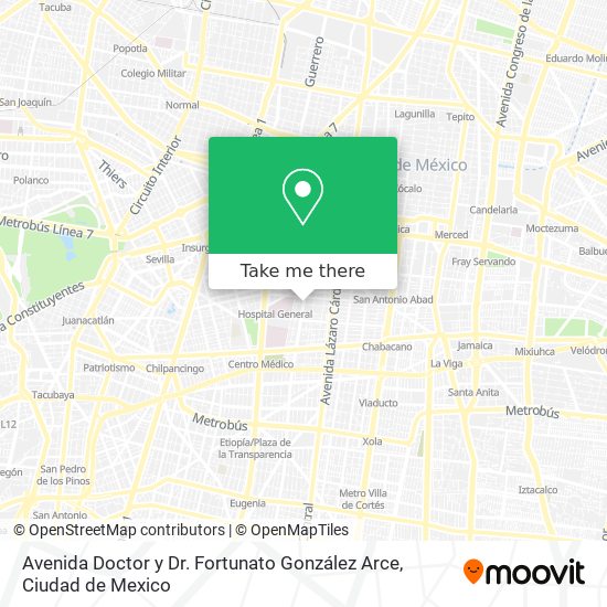 Mapa de Avenida Doctor y Dr. Fortunato González Arce