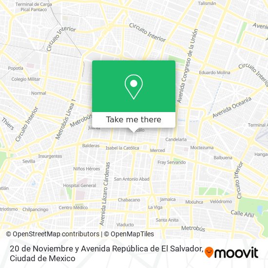 20 de Noviembre y Avenida República de El Salvador map