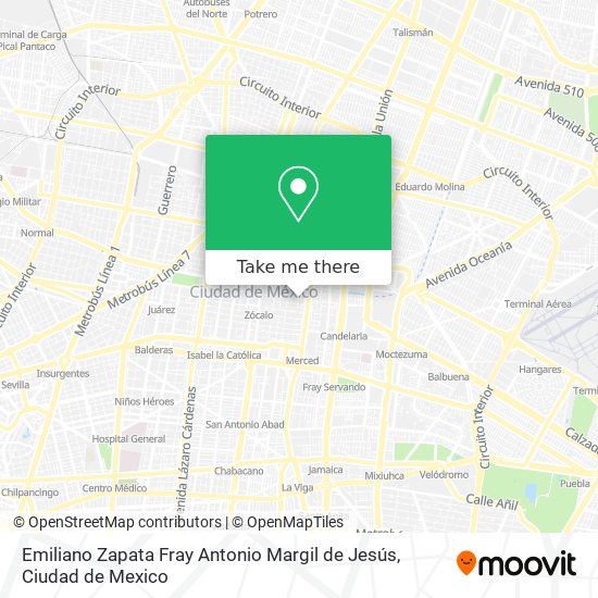 Emiliano Zapata Fray Antonio Margil de Jesús map