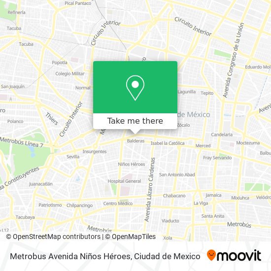 Mapa de Metrobus Avenida Niños Héroes