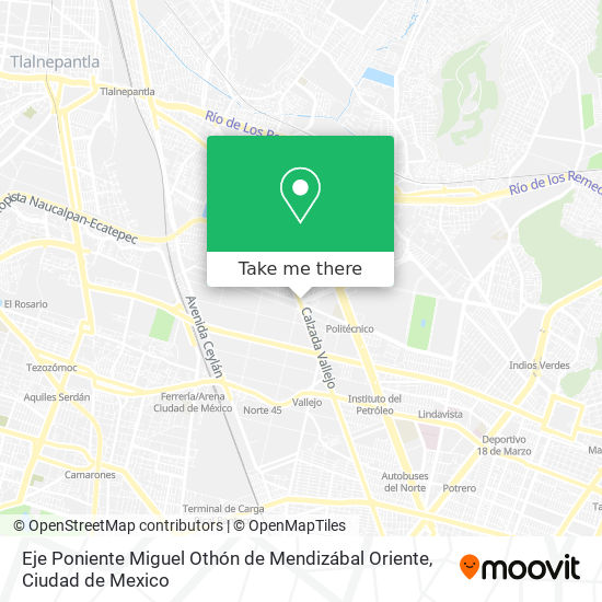 Eje Poniente Miguel Othón de Mendizábal Oriente map